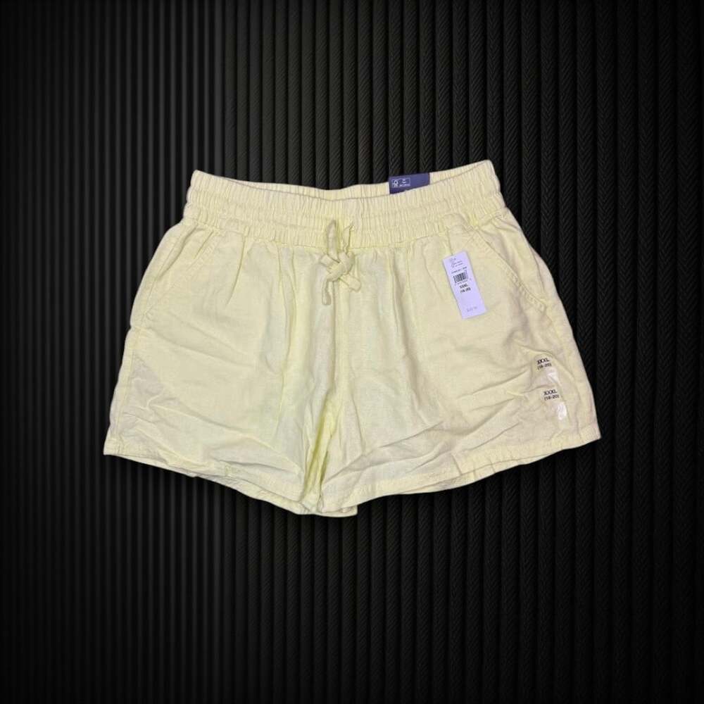 Girls Lemon Yellow Pull On Shorts Elastic Waist Drawstring XXXL 18-20